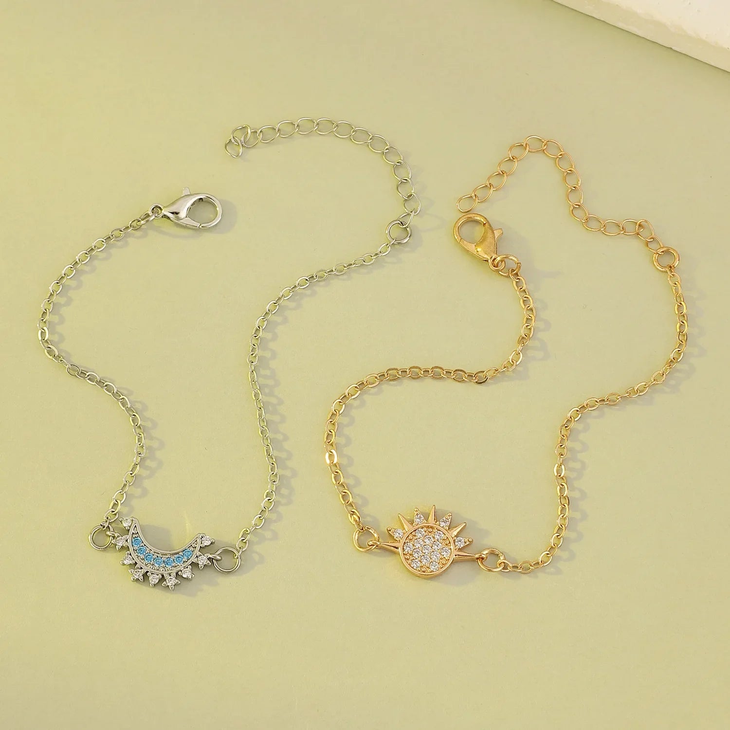 Sun & Moon CZ Bracelet Set