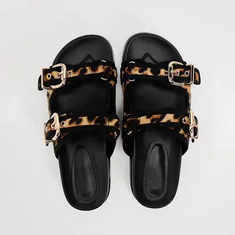 Leopard Flat Sandals