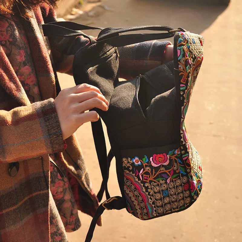 Floral Embroidered Backpack