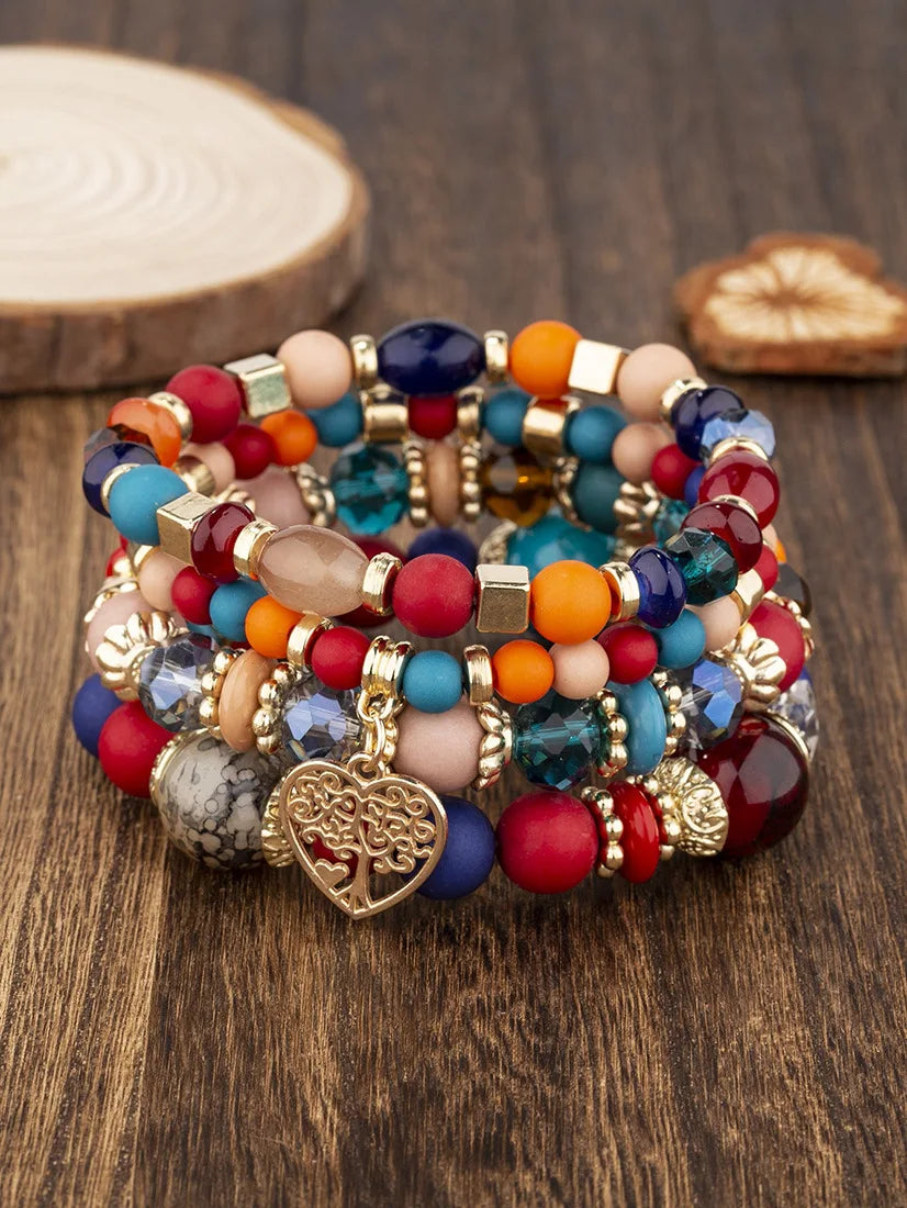 Boho Tree Charm Bracelet Set