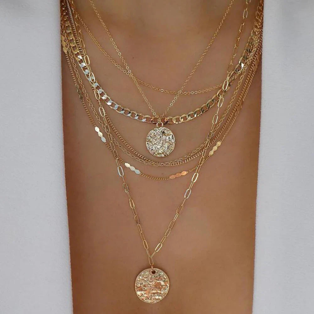 Golden Boho Crystal Necklace Set