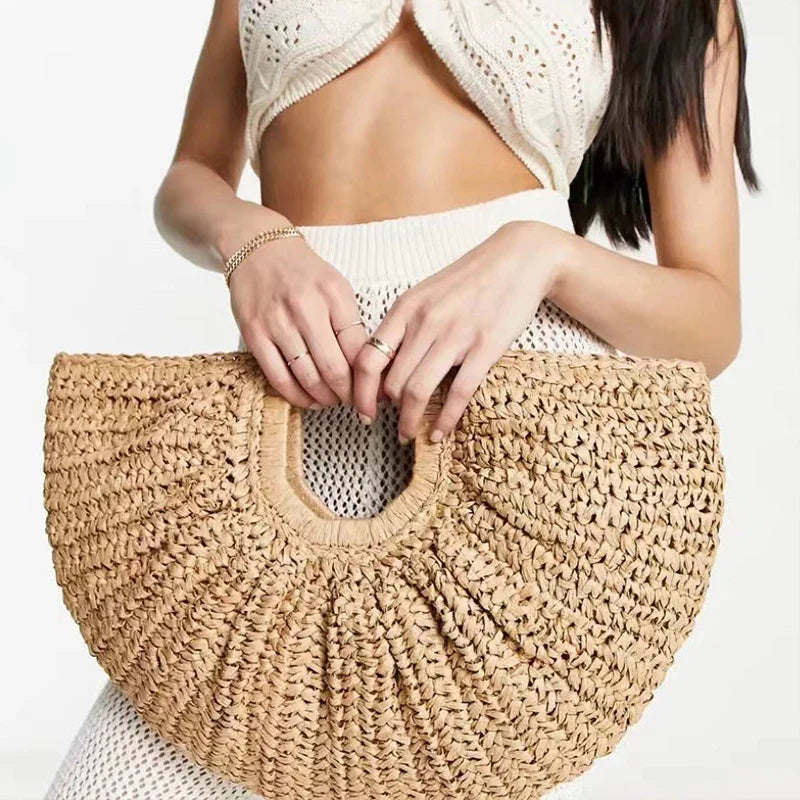 Moonlit Straw Shopper Bag