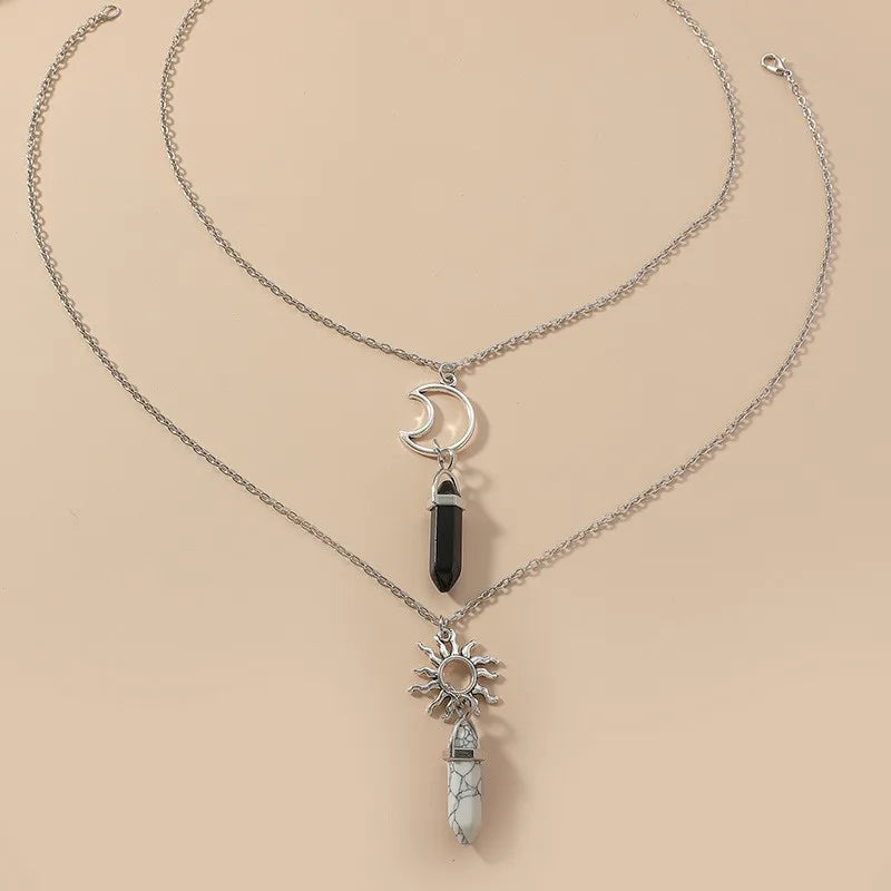 Sun & Moon Crystal Necklace Set