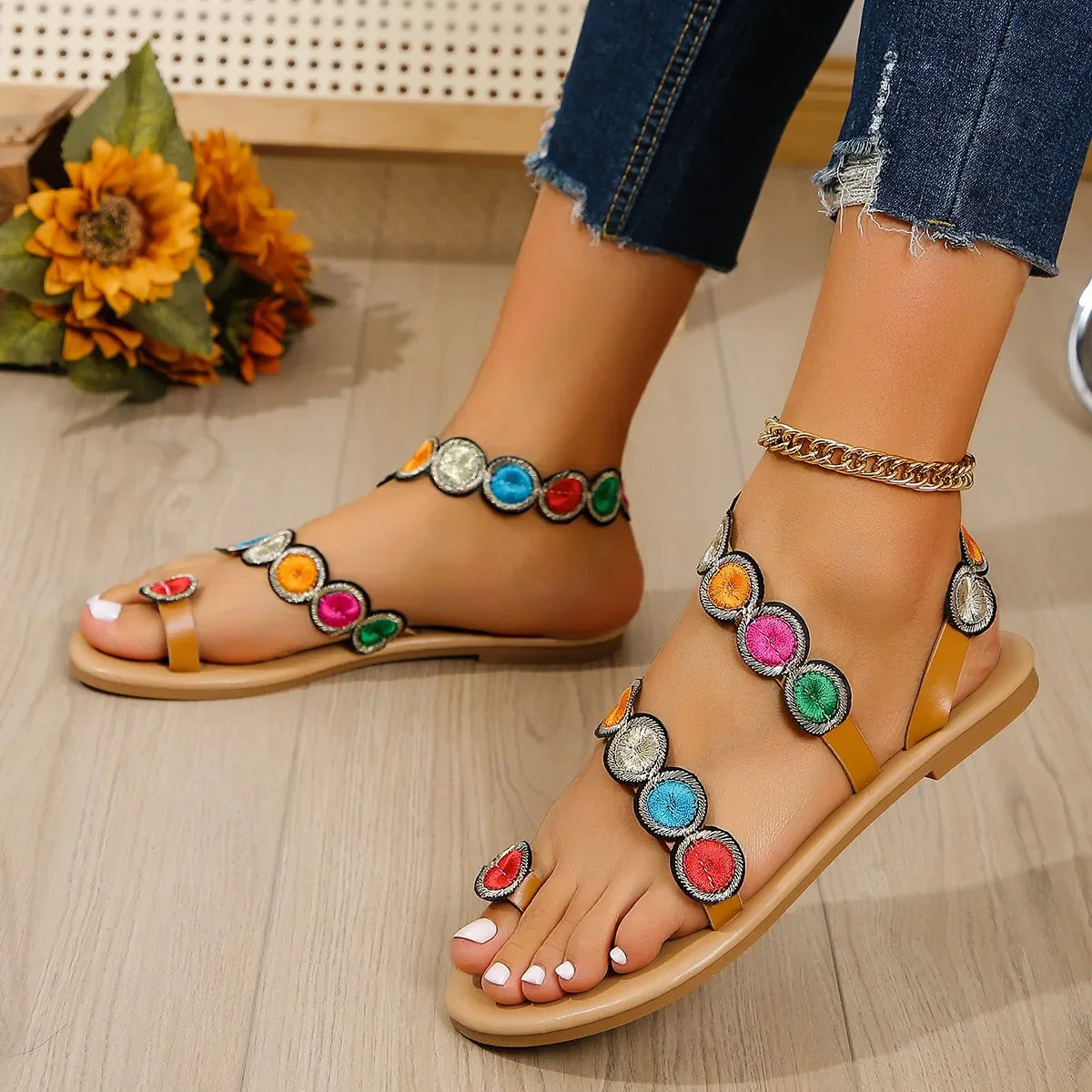 Embroidered Beach Sandals