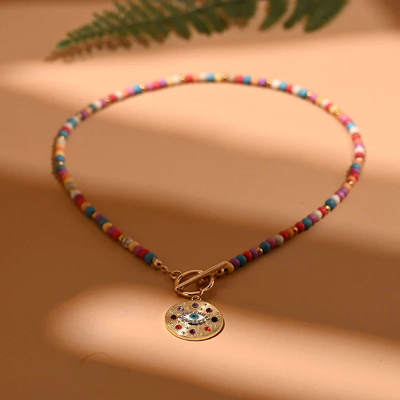 Colorful Evil Eye Stone Necklace