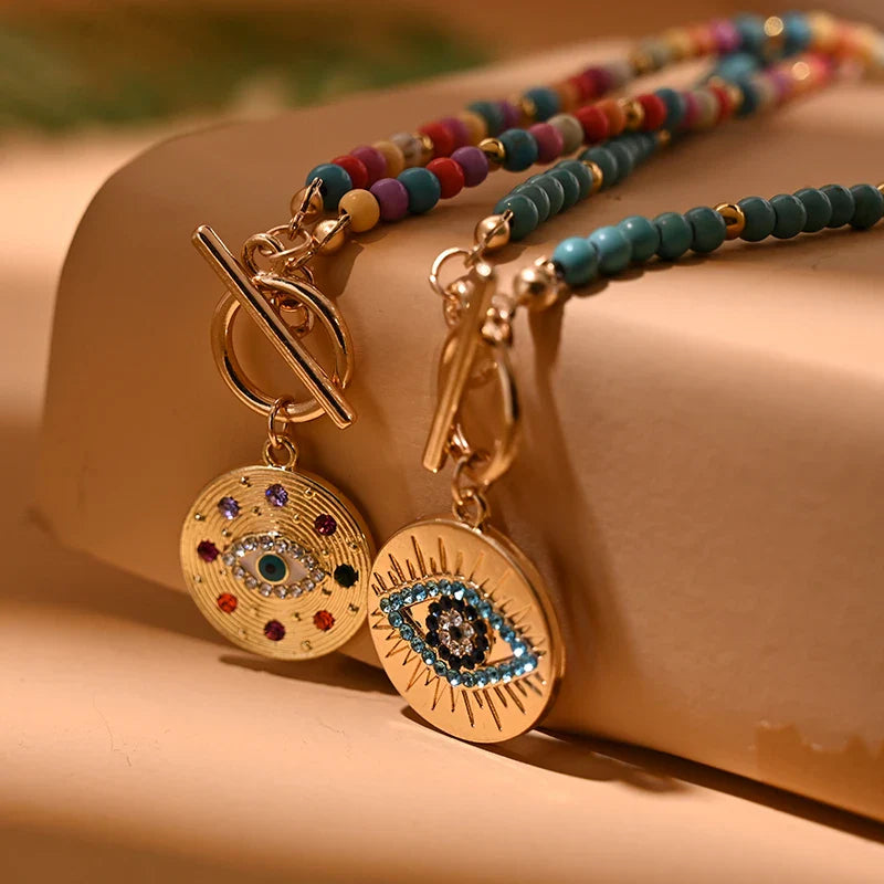 Colorful Evil Eye Stone Necklace