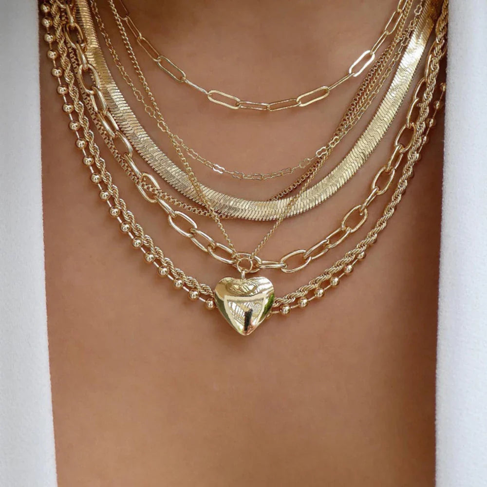 Golden Boho Crystal Necklace Set