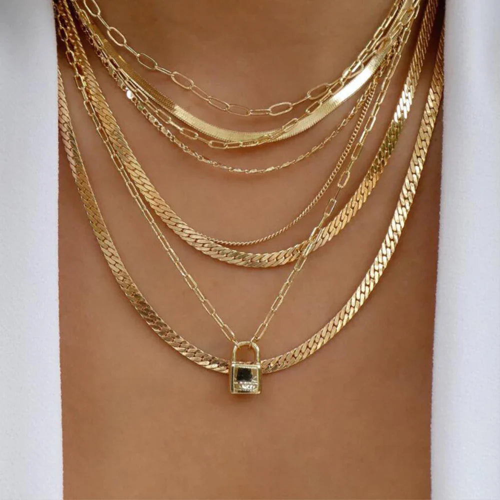 Golden Boho Crystal Necklace Set