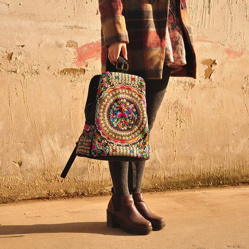 Floral Embroidered Backpack