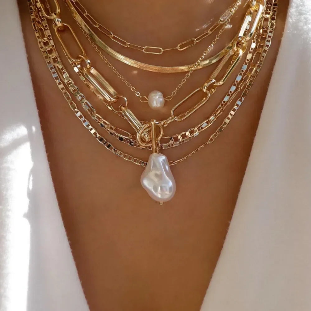 Golden Boho Crystal Necklace Set