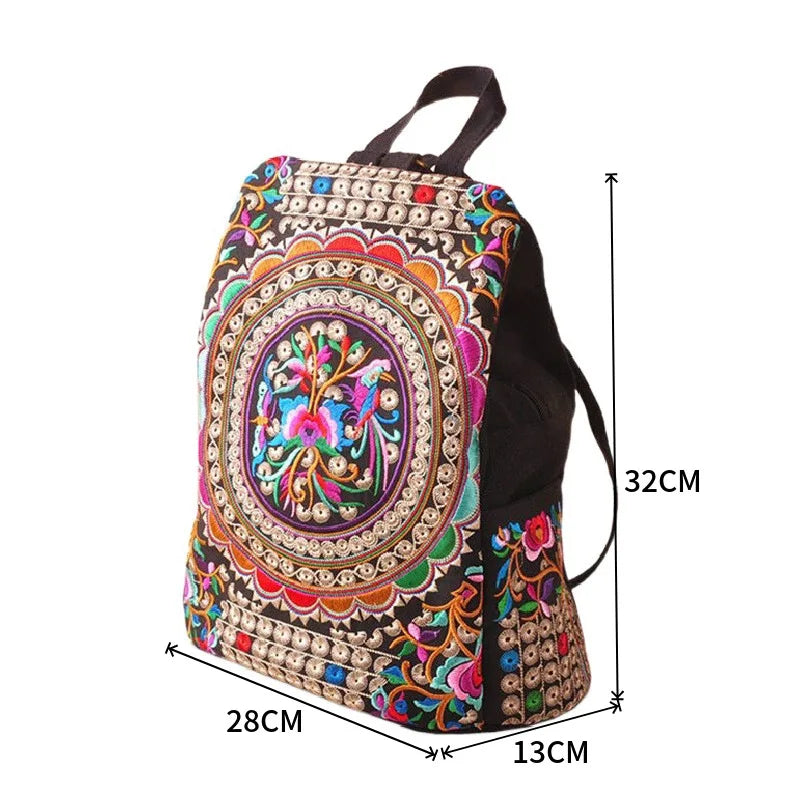 Floral Embroidered Backpack