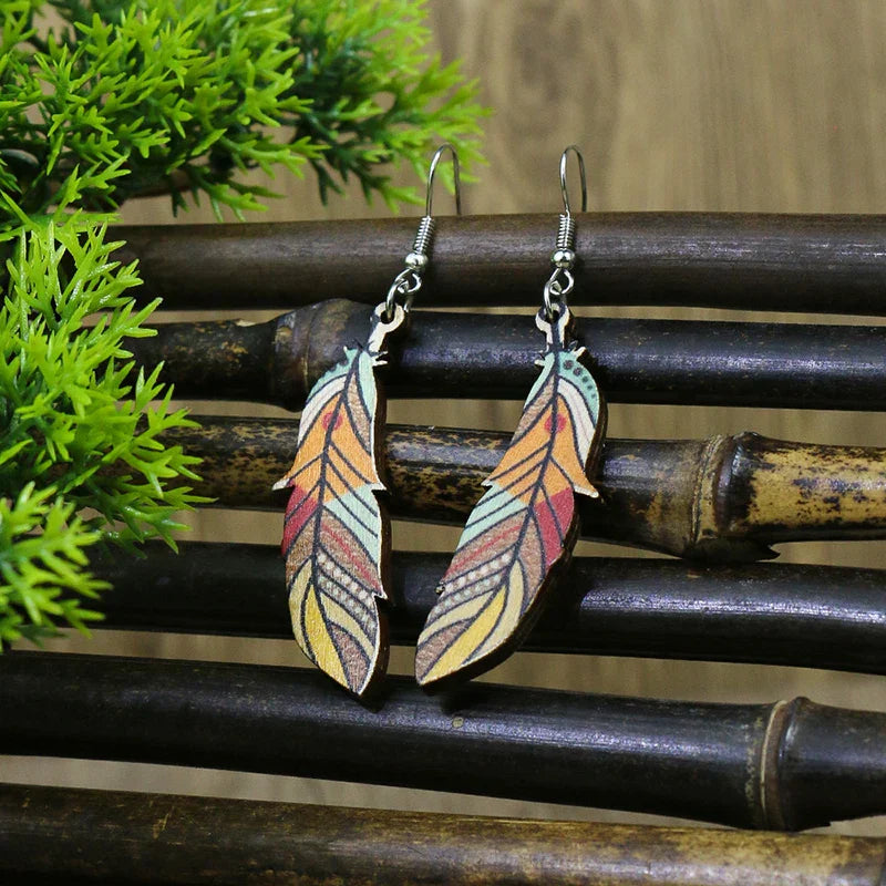 Wooden Drop Dangle Earrings