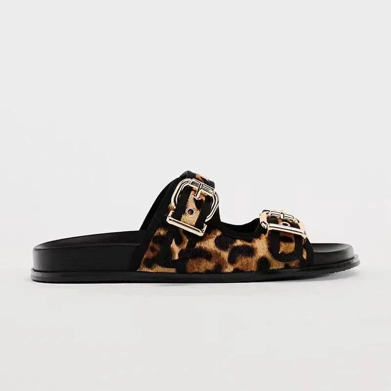 Leopard Flat Sandals