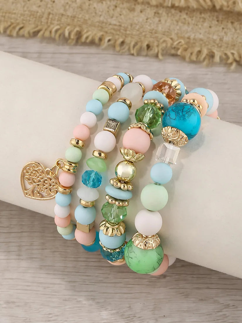 Boho Tree Charm Bracelet Set