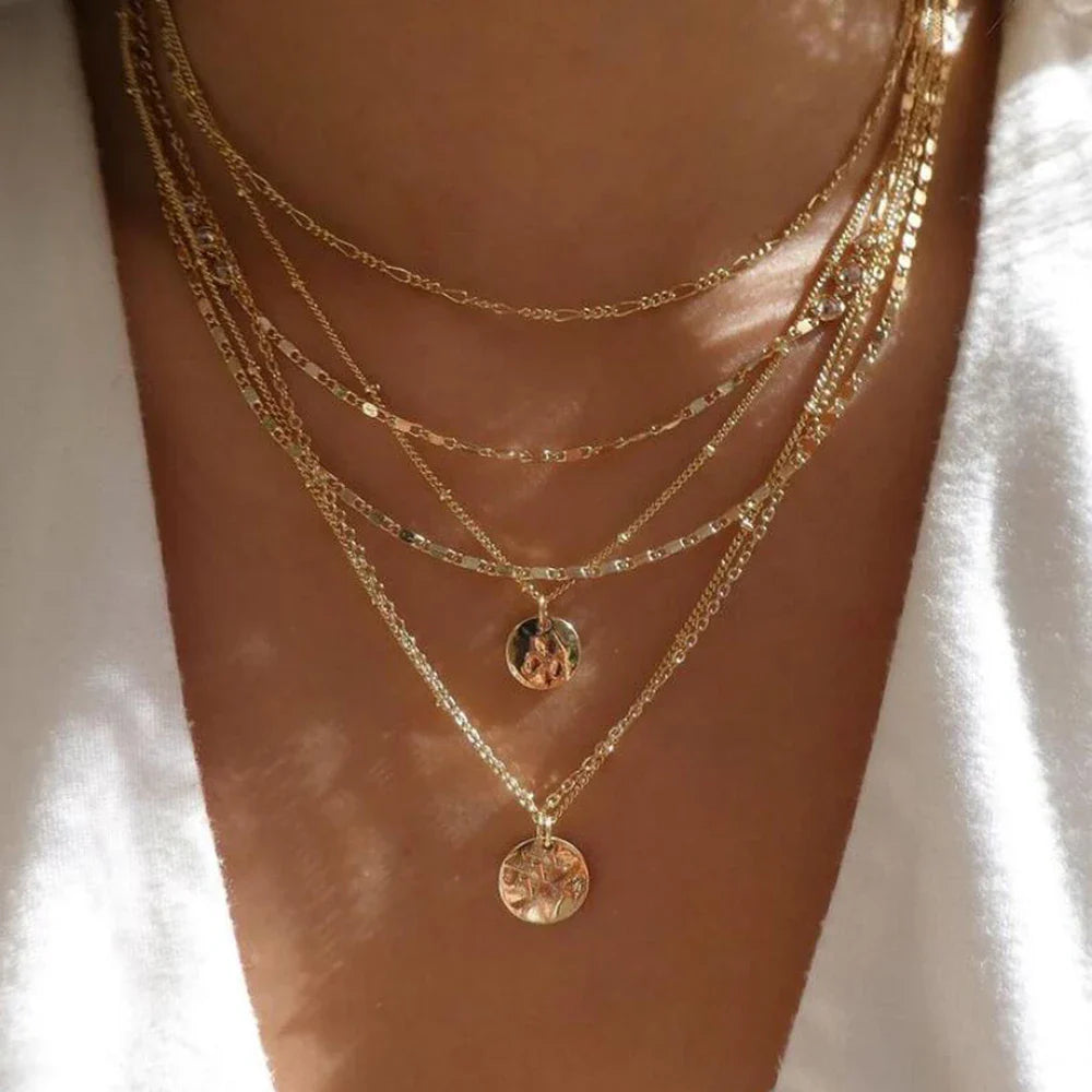 Golden Boho Crystal Necklace Set