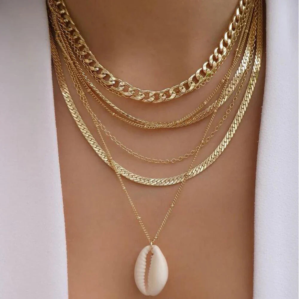 Golden Boho Crystal Necklace Set