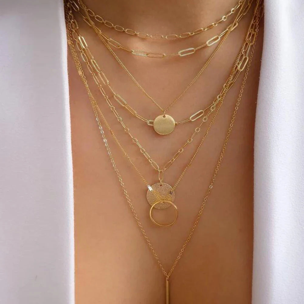 Golden Boho Crystal Necklace Set