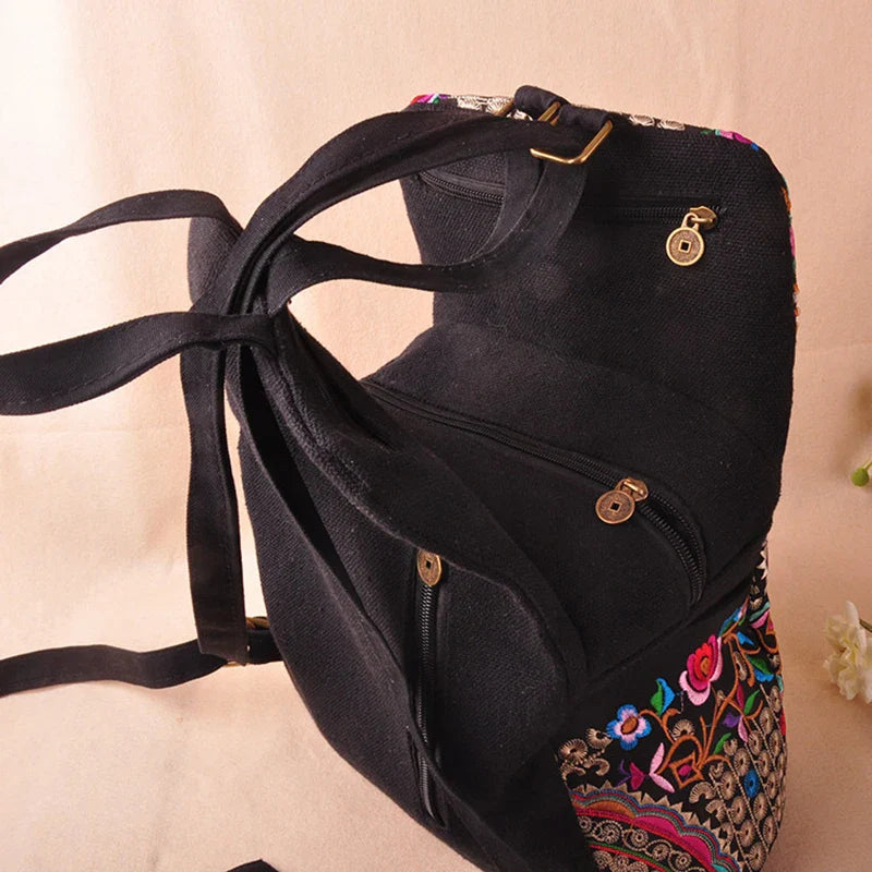 Floral Embroidered Backpack