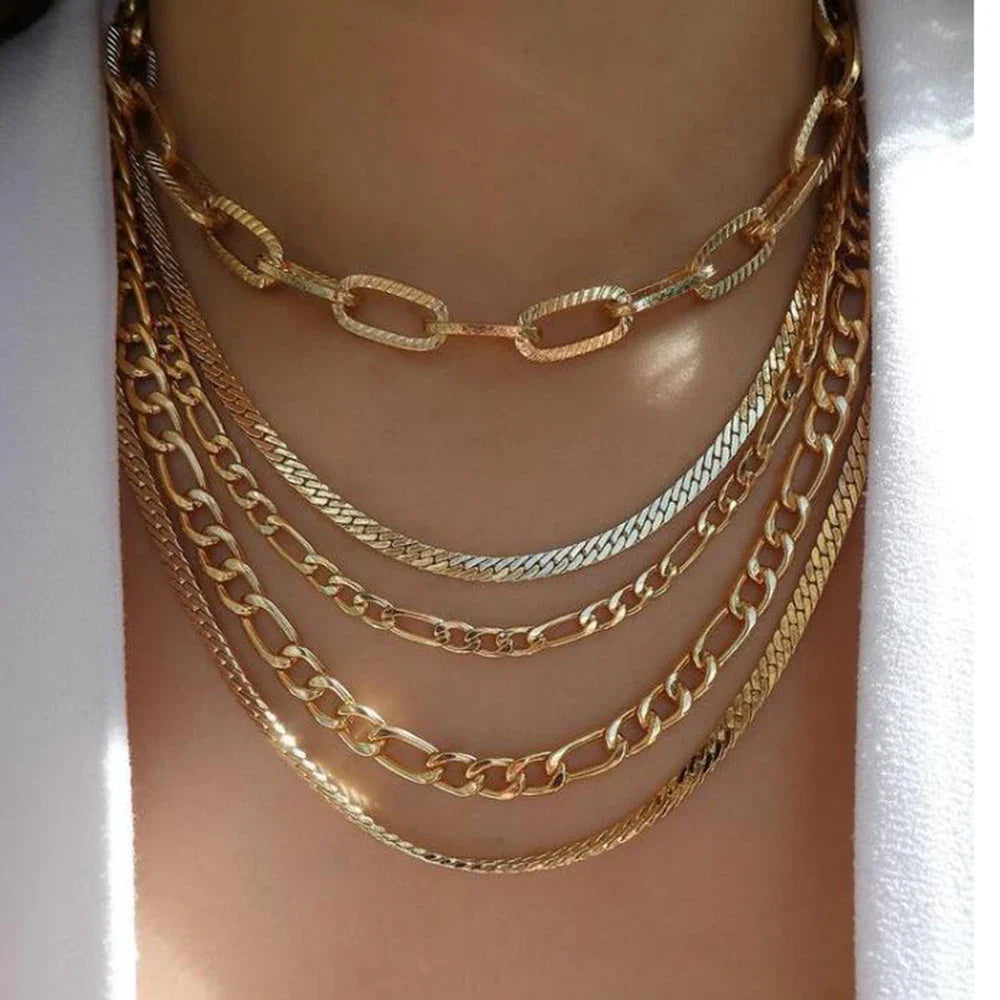 Golden Boho Crystal Necklace Set