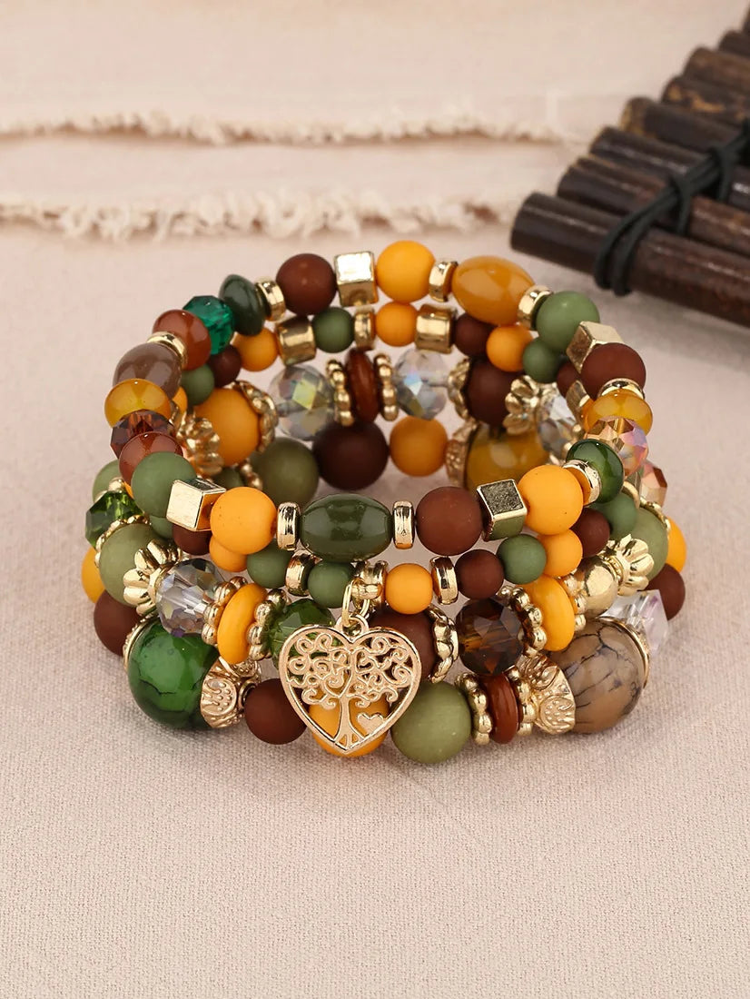 Boho Tree Charm Bracelet Set