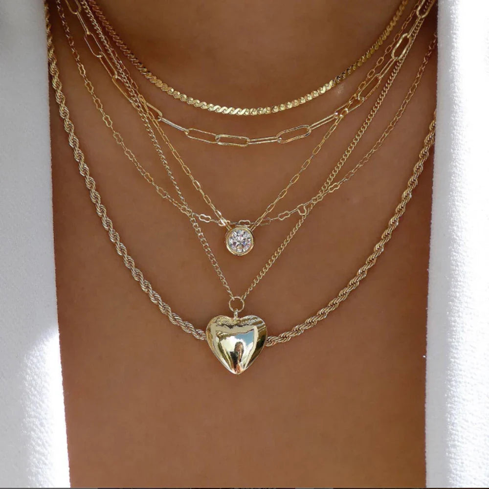 Golden Boho Crystal Necklace Set