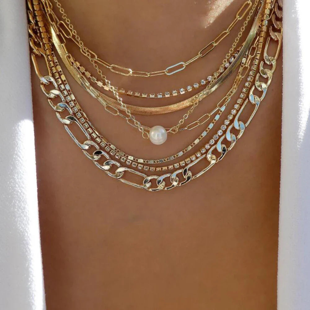 Golden Boho Crystal Necklace Set