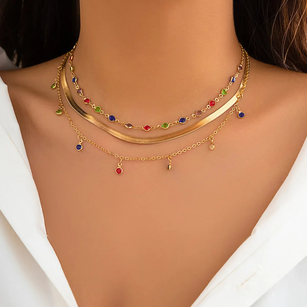 Golden Boho Crystal Necklace Set