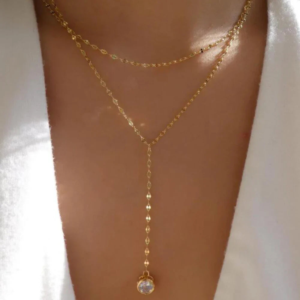 Golden Boho Crystal Necklace Set