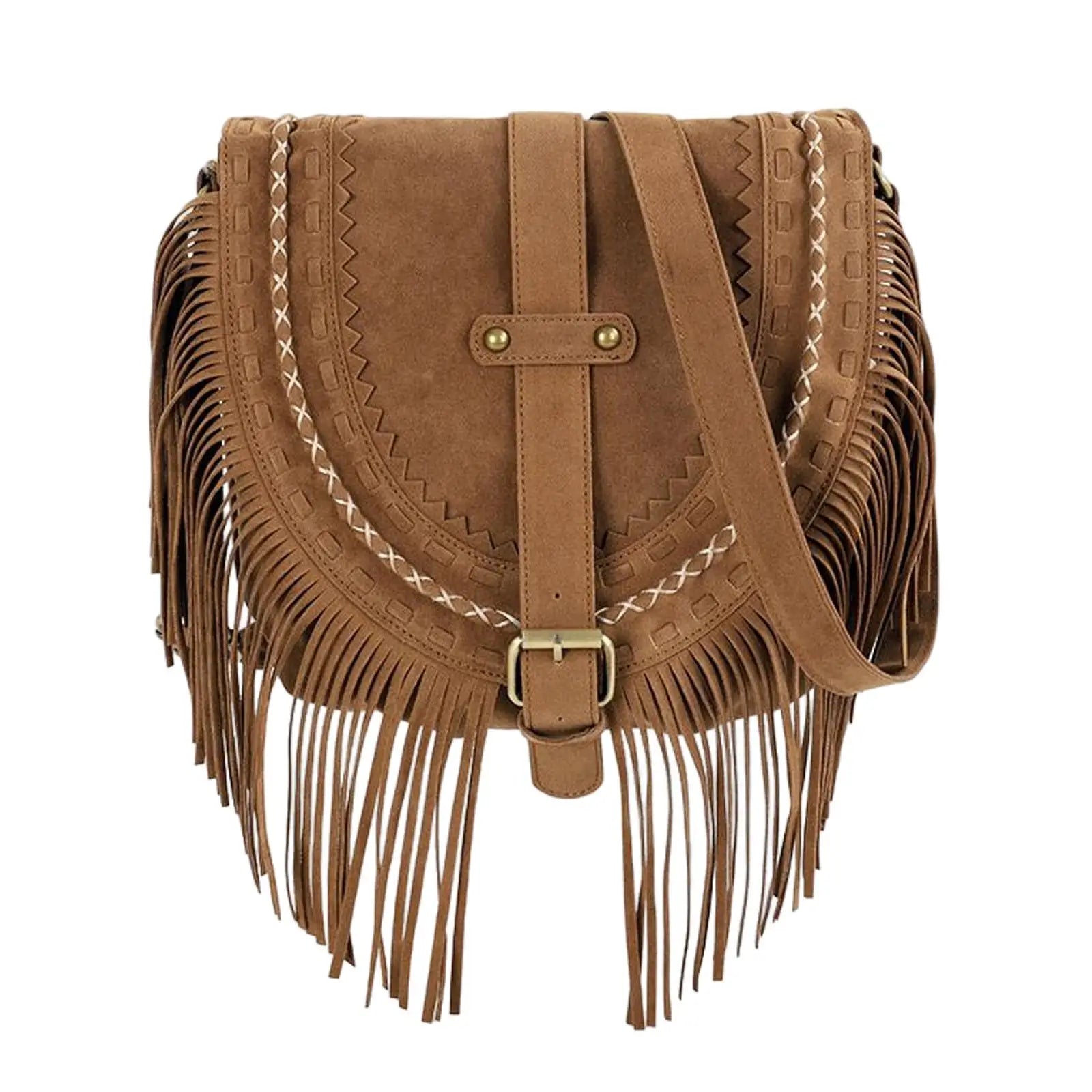 Faux Suede Tassel Crossbody Bag