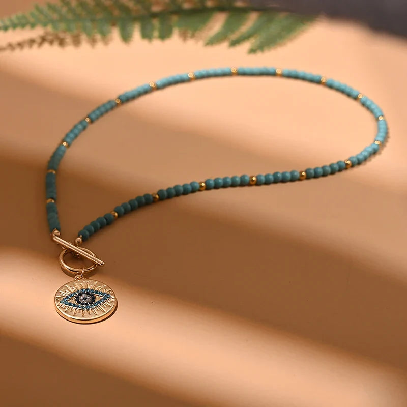 Colorful Evil Eye Stone Necklace