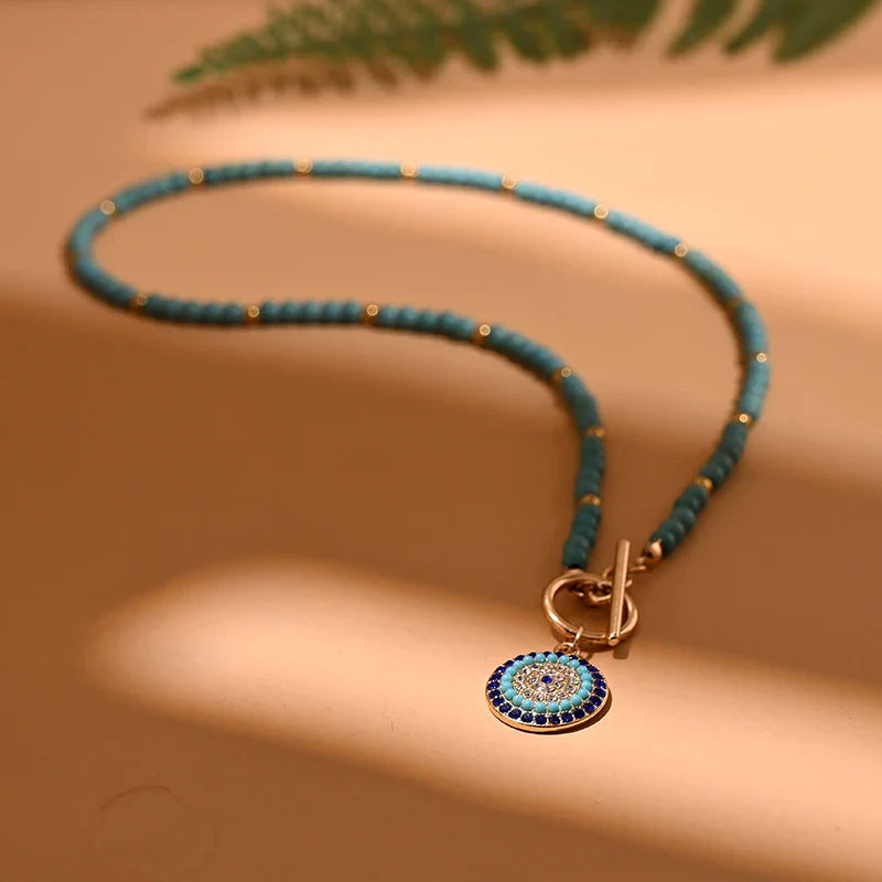 Colorful Evil Eye Stone Necklace