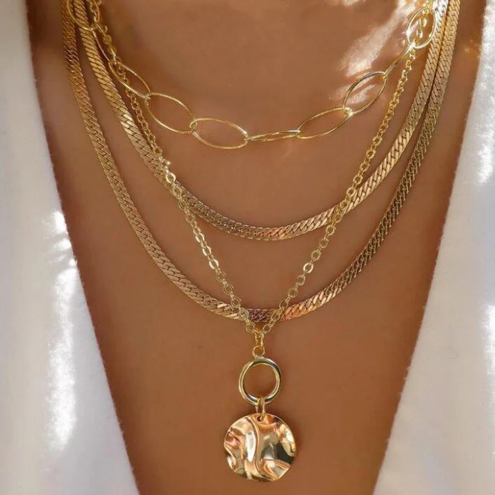 Golden Boho Crystal Necklace Set