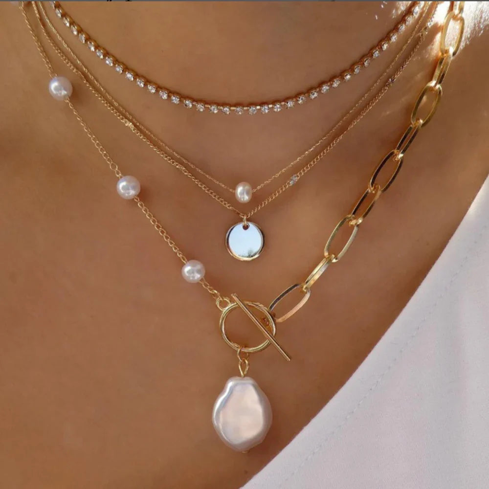 Golden Boho Crystal Necklace Set